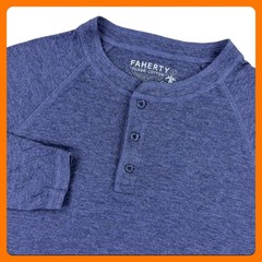 Faherty Cloud Cotton Henley Men Large Blue Heather Pima Cotton Peru Long Sleeve