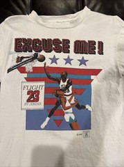 Vintage 1990 Flight #23 Michael Jordan Excuse Me T-Shirt White Men’s XL Bulls