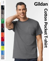Gildan 5300 Men’s Heavy Cotton Pocket T-Shirt Plain Blank Casual Tee
