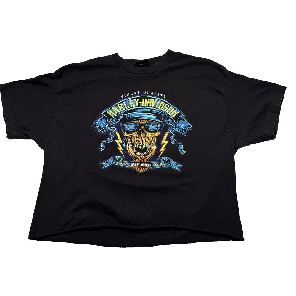 Harley-Davidson Shirt Mens Large Black Skull Scorpion Chandler AZ Pinup Cropped