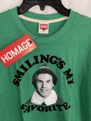 NWT Homage Smiling’s My Favorite Will Ferrell ELF Christmas Movie T Shirt Large