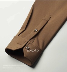 Spring Mens Long Sleeve Shirt Silk Cotton Business Casual Formal Slim Fit Shirts