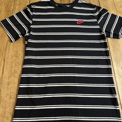Nike Striped T Shirt Mens Small Black White Red Embroidered Swoosh Short Sleeve