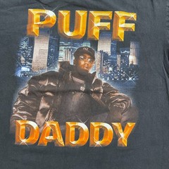 Vintage 90s Puff Daddy Hip-Hop Rap Shirt XL 23×28 Black TULTEX P-DIDDY