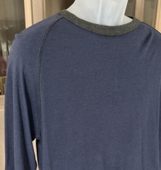 New Mens Alex Cannon Blue Grey Contrast Collar Viscose Cotton Long Sleeve Top L