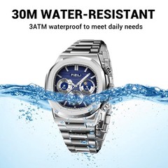 Men’s Fashion Watch Stainless Steel Business Quartz Watches Luxury Waterproof…