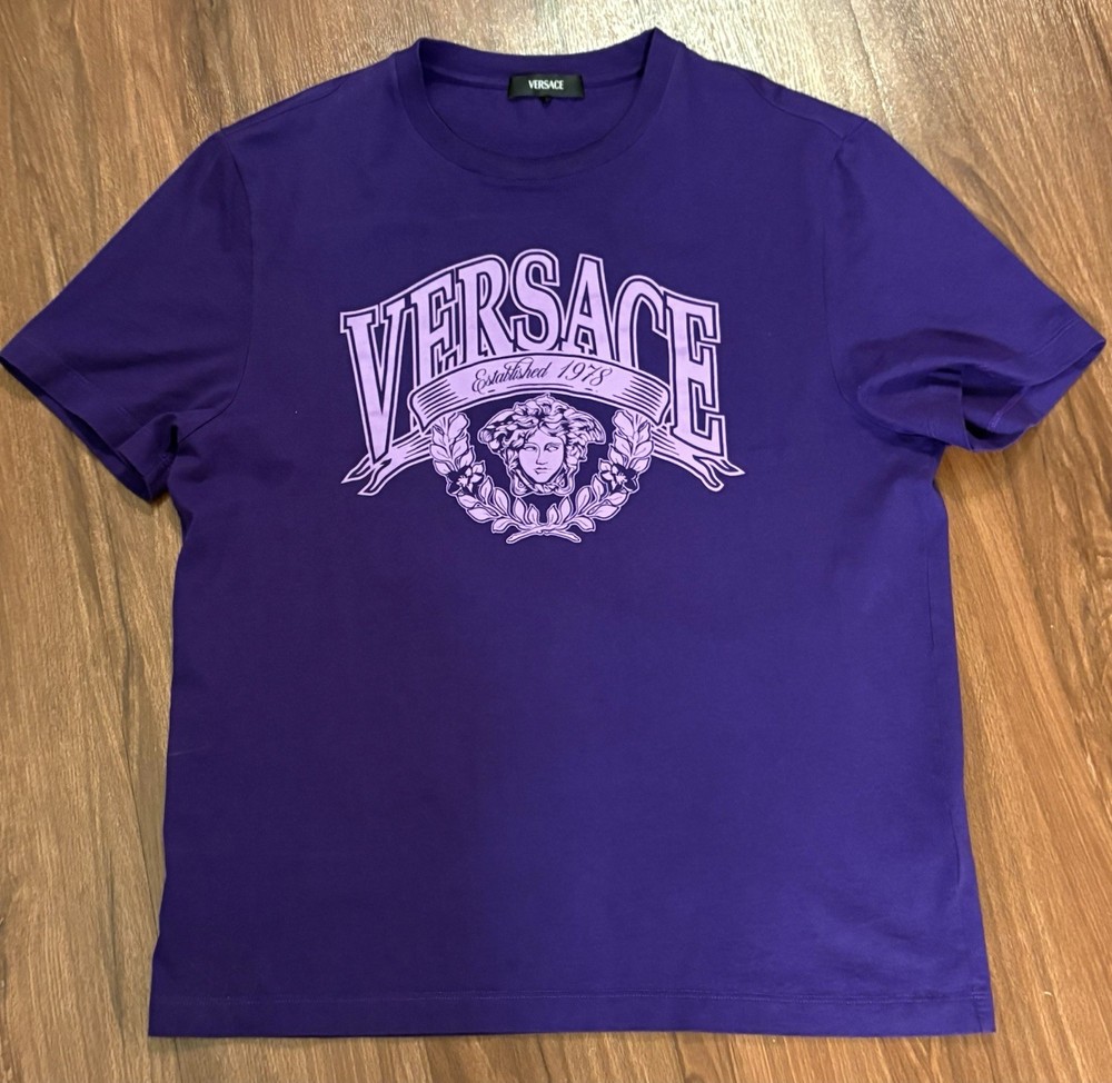 Authentic Versace T-Shirt with White Logo & Medusa Head Graphic Men’s