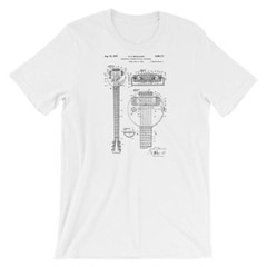 Steel Guitar Patent T-Shirt. 100% Soft Cotton Tee on Black, Red, White or Gray T