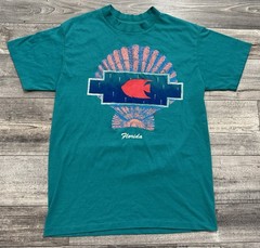 Vintage Florida Seashell Fish Shirt Adult Large Blue Ocean 80’s Single Stitch