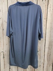 Peter Millar XL Summer Comfort Navy Blue Striped Polo Golf Shirt Performance EUC