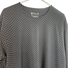 Bylt Mens Drop Cut LS Lux Polka Dot Athletic Shirt Size L Stretch Activewear Gym
