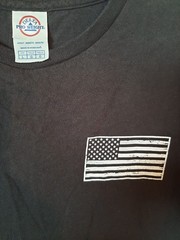 Land of the Free Home of the Brave LRG Black Two Side Mens T-Shirt US Flag–NWOT
