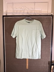 Greg Norman Pocket Tee Size M Light Green Tshirt Fish Logo Medium weight Fabric