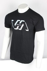 RVCA Men’s Memory Graphic T Shirt Short Sleeve Black Gray/Blue Logo 100% Cotton