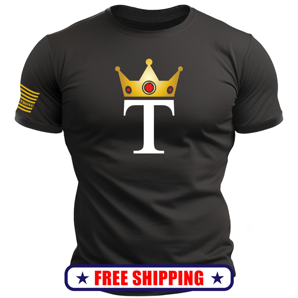 GOLD Metallic KING TRUMP Logo TShirt – patriotic maga usa america 250 flag S-2XL