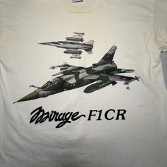 Vintage Fighter Jet Tshirt Mirage F1CR Size Large Single Stitch White Used