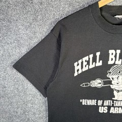 Vintage Army Shirt Medium Black Hell Blaster Cartoon Parody War Military 90s USA