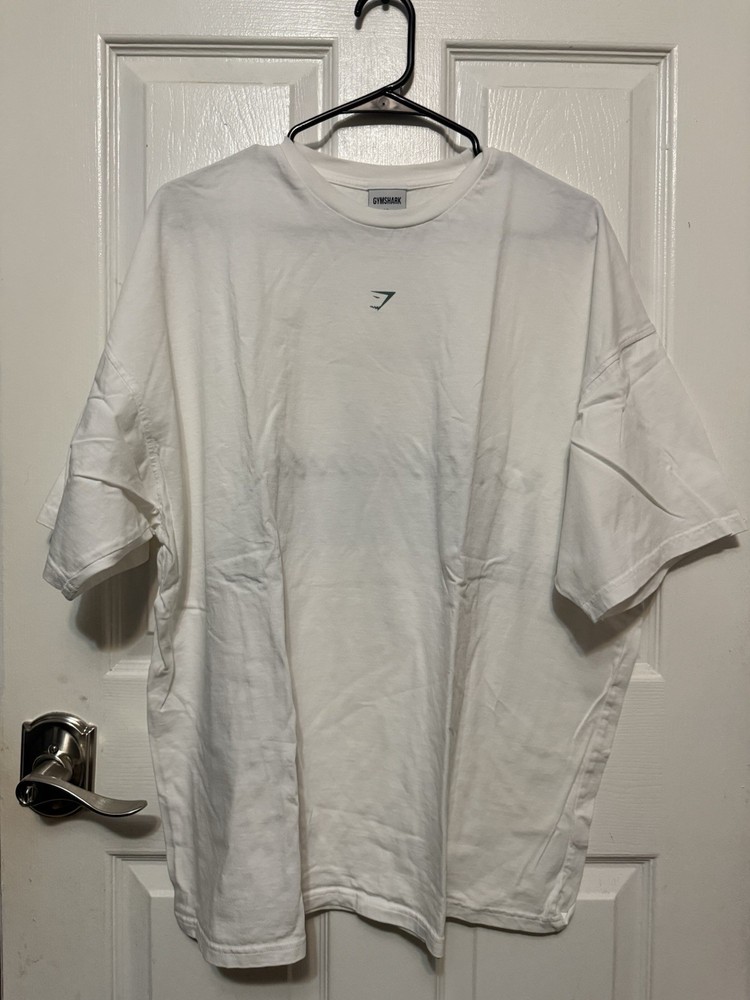 Gymshark Men’s White Graphic Print Crew Neck Short Sleeve T-Shirt Size XL