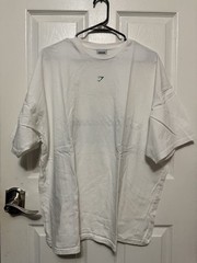 Gymshark Men’s White Graphic Print Crew Neck Short Sleeve T-Shirt Size XL