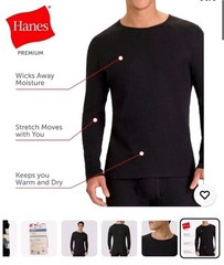 Hanes Men’s Waffle Knit Thermal Long Sleeve Shirt Black Medium