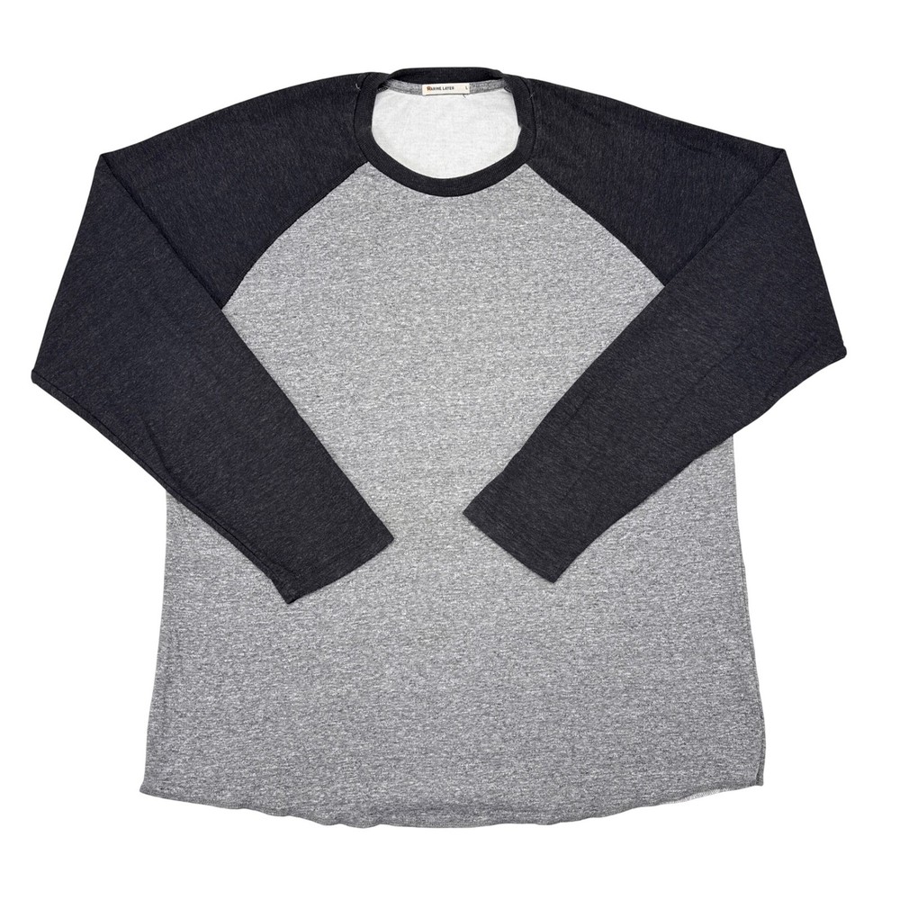 Marine Layer Long Sleeve Shirt Mens Size Large Gray Black Casual Baseball