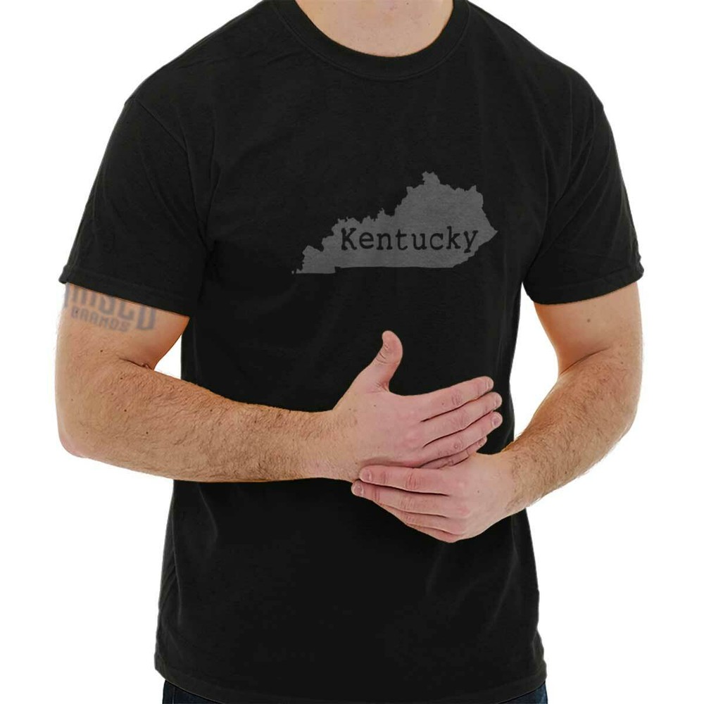 Kentucky Map Shape Vacation KY Pride Gift Adult Short Sleeve Crewneck Tee