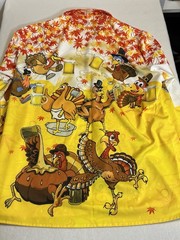 Atlanl Turkeys w/Beer Festive Thanksgiving Shirt XL Poly/Spandex Blend EUC
