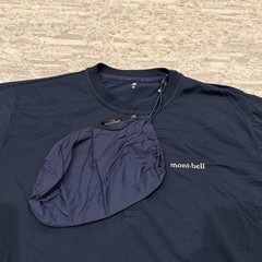 Montbell Wickron Travel Knit Shirt Men’s Medium Crew Navy Pocket Pouch