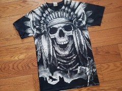 All Over Print Headdress Skull Native American Men’s Size Small Black T-Shirt