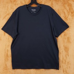 CALVIN KLEIN Shirt Mens Large Black Cotton Liquid Touch Crew Logo T-Shirt Tee