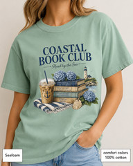 Coastal Book Club Shirt, Comfort Colors Beach Reading Tee, Book Lover Gift