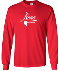 Reno Nevada State T-Shirt Long Sleeve Graphic Tee Unisex apparel Text logo