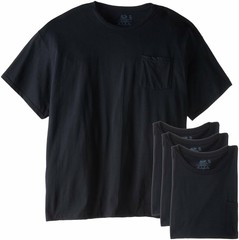 Fruit of the Loom Men’s Pocket T-Shirts L-3X 4-PACK Black or Gray COTTON