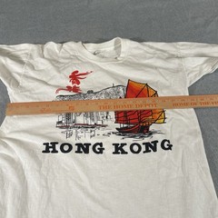 Vtg 80s Hong Kong Harbor Shirt Single Stitch Mens XL White Crew Neck Graphic Tee