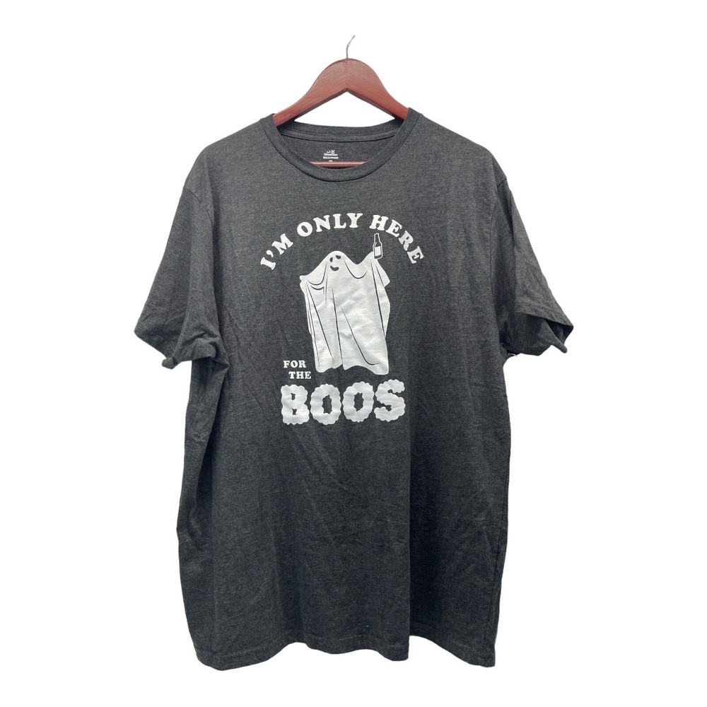 Way To Celebrate Halloween Men’s 2XL 50-52 Gray I’m Only Here For The Boos Tee