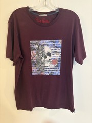 ROBERT GRAHAM Burgandy GRAPHIC TEE WOLF/SKULL SIZE MED MEN’S