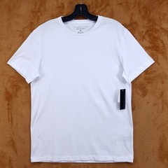 BLOOMINGDALES Shirt Mens Small White Pullover Crew Short Sleeve Supima Cotton
