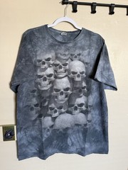 Y2K Skull Mountain T-Shirt AOP 2005 Print Size XL Distressed
