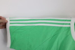 New Adidas Mens M Spell Out Trefoil Striped Short Sleeve Ringer T-Shirt Green