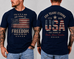 USA 250 Years Anniversary T-Shirt 1776-2026 Patriotic American Flag Tee Gift