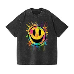 Unisex Retro Smiley Face Oversized Shirt Hippie Casual Aesthetic Streetwear Tee
