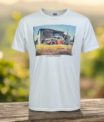 dirt track race car t shirt size large white graphic Crowd Pleaser retro
