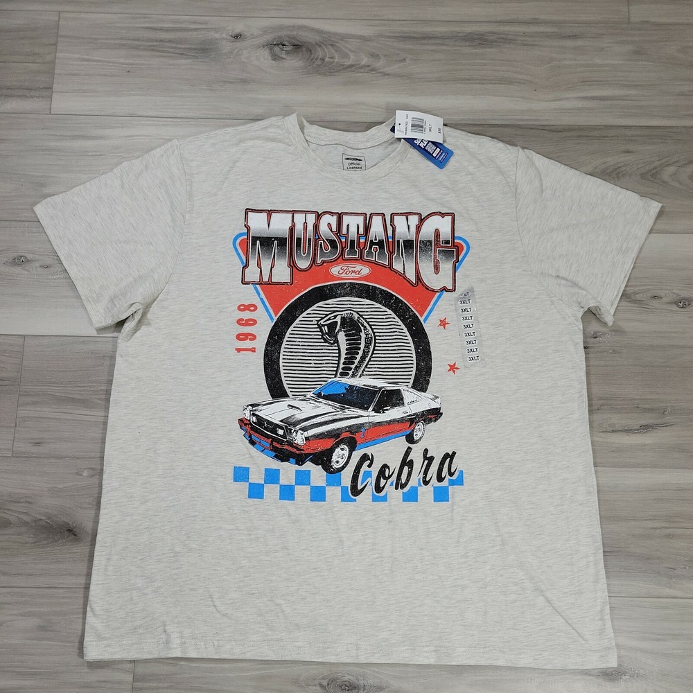 Ford Mustang T-Shirt Men’s 3XLT Beige Heather New