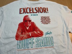 Marvel Comics Stan Lee Excelsior T-Shirt NEW Comic Book Man L Superhero Nuff