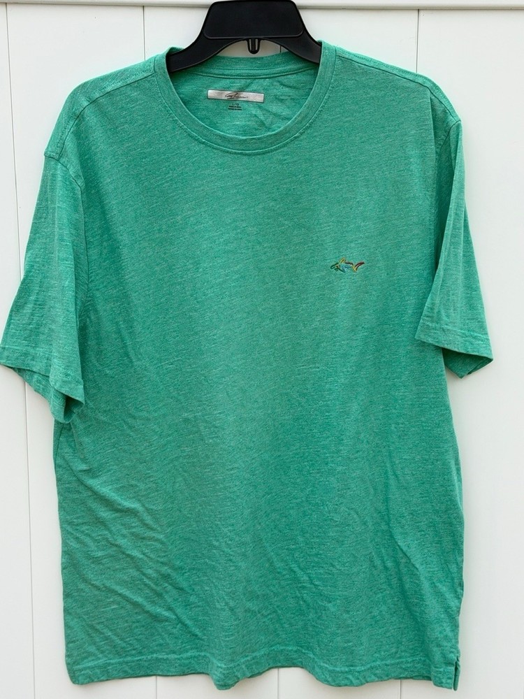 Greg Norman Mens T Shirt Green Large Cotton Blend Short Sleeve Crew Neck