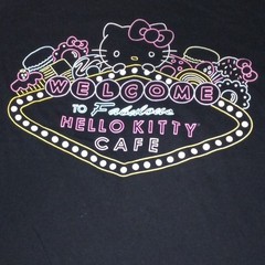 Sanrio Hello Kitty Cafe Men’s Black Graphic Print Crew Neck Tee Shirt M