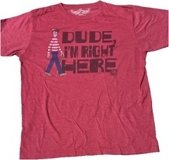 Savvy Where’s Waldo “Dude I’m Right Here” Men’s T-Shirt Red L Crew Neck
