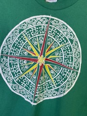 Vintage Hanes Heavyweight Green T-Shirt Medium Compass Rose Nautical 50/50