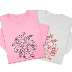 Peony Embroidered T-Shirt, Custom Color Floral Tee, Botanical Gift Shirt
