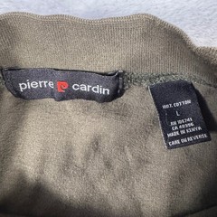 Pierre Cardin Mock Neck Shirt Mens L Olive Green Long Sleeve Sustainable Cotton